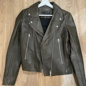 Rag & Bone Dark Olive Leather Jacket NEW